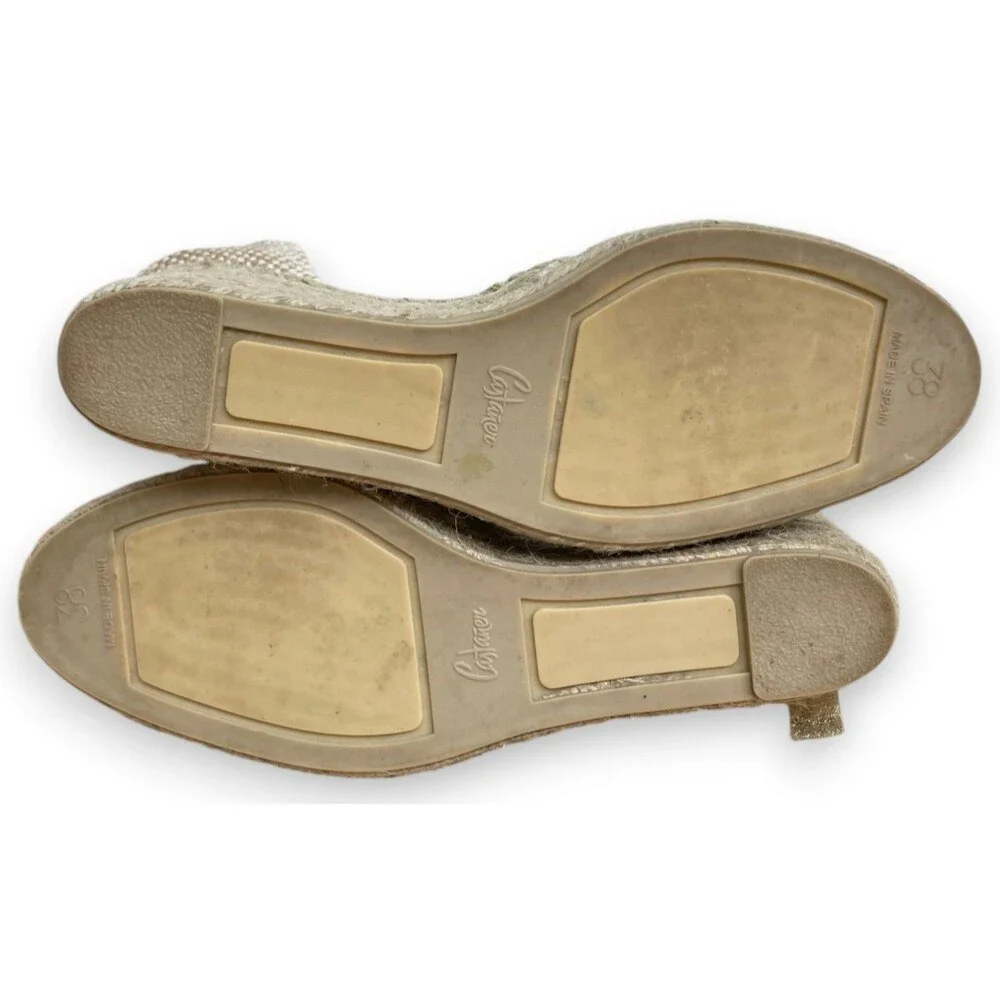 Castaner Carina Wedge Espadrilles Womens 38 7.5 Gold Wedges Sandals Lace Up New
